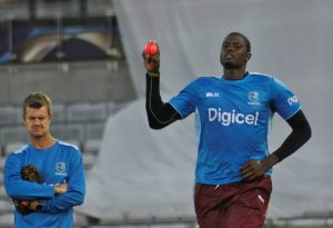 West Indies captain Jason Holder prepares to bowl a delivery during a training session. PHOTO COURTESY CRICKET WEST INDIES.