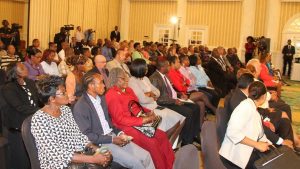 Tobago stakeholders listen to Prime Minister Dr Keith Rowley at the Magdalena Grand Beach and Golf Resort yesterday.  PHOTO COURTESY THE OFFICE OF THE PRIME MINISTER