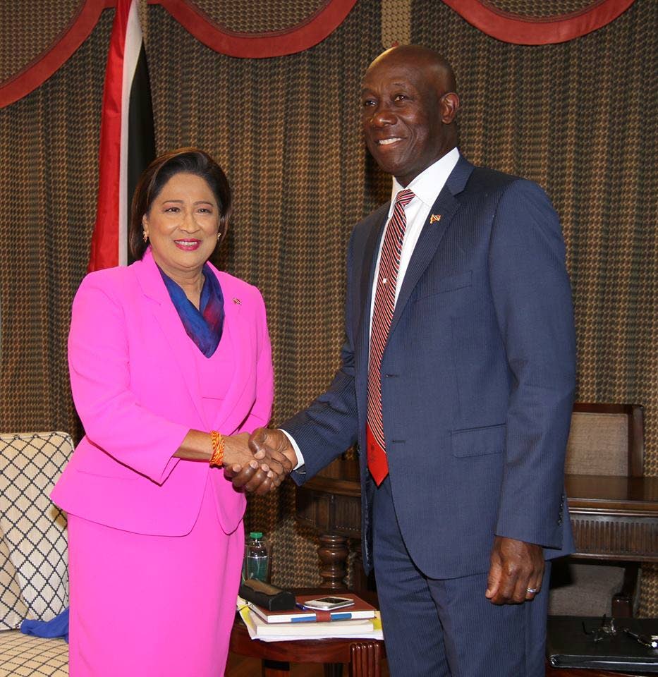 Prime Minister Dr Keith Rowley and Opposition Leader Kamla Persad-Bissessar 