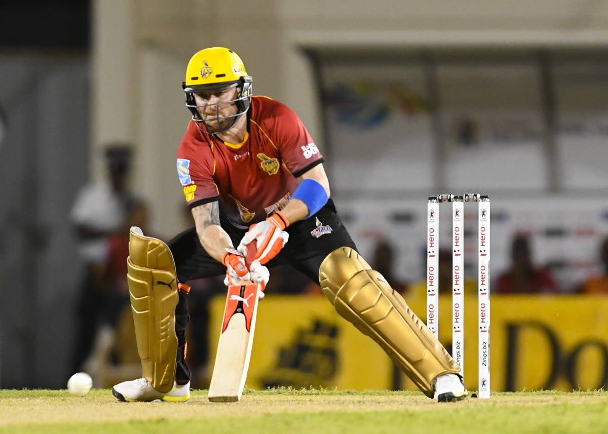 Trinbago Knight Riders opener Brendon McCullum bats during a Hero CPL game earlier this season.