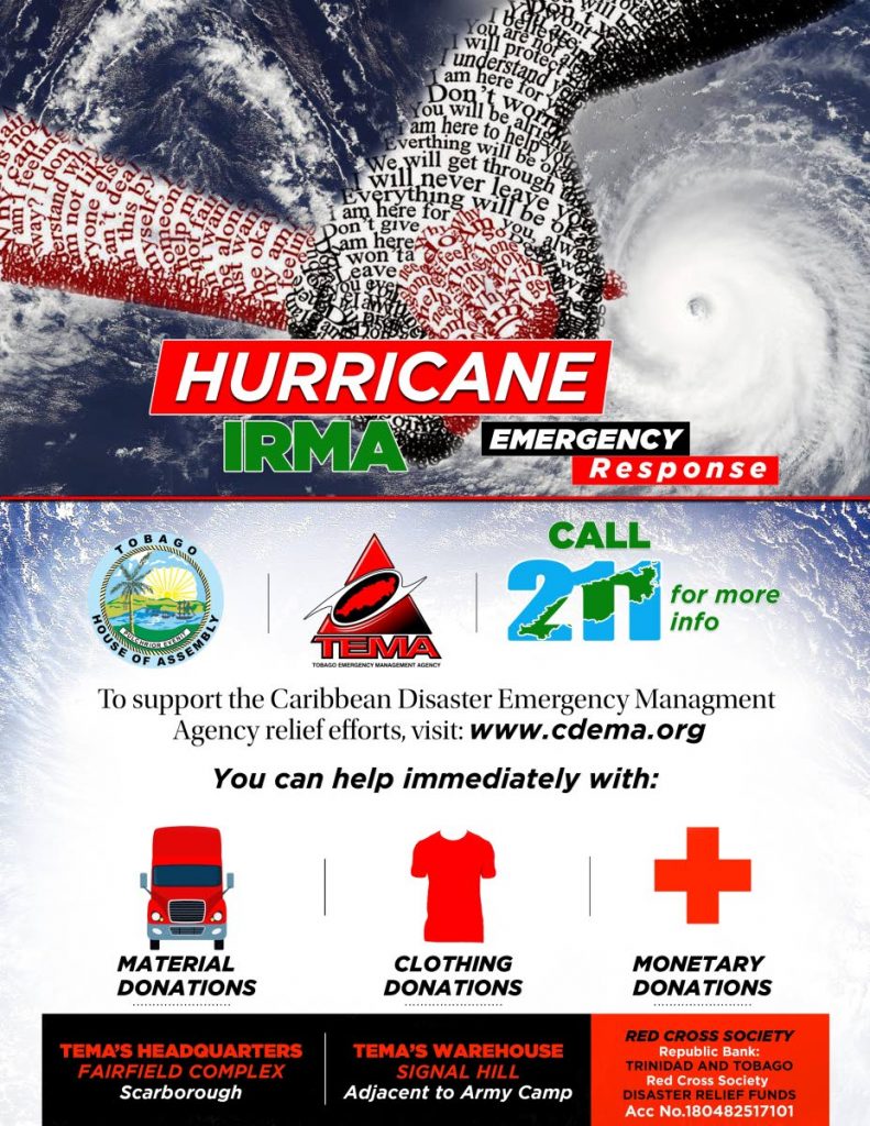 Tobago THA's Hurricane Irma relief flyer 