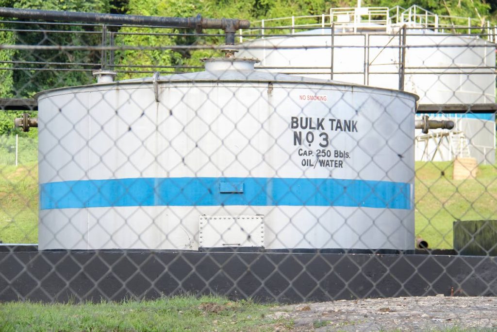 Tanks at the Catshill field where the operations of a Petrotrin private lease operator is under probe. 