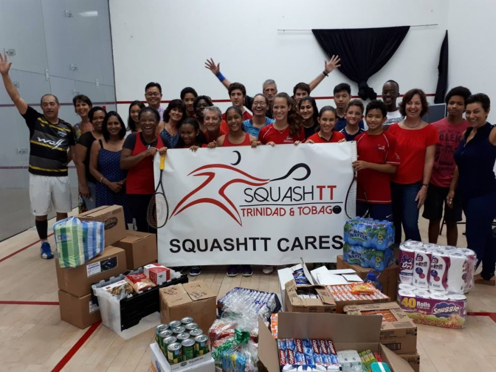 The Trinidad and Tobago Squash Association held a tournament at the Racquet Centre of the Queen’s Park Oval to help victims of 
Hurricane Irma, yesterday.