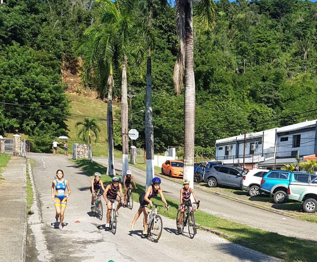 Members of the TT team training in preparation for the Carifta Triathlon and Aquathlon Championship at St Anthony's College, Westmoorings, recently.