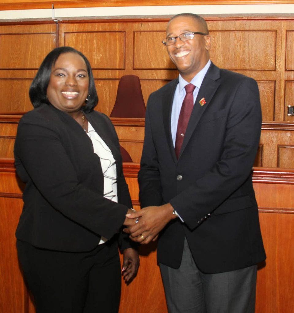 File photo: President of the Industrial Court Deborah Thomas-Felix with Chief Justice Ivor Archie after the court's formal opening on St. Vincent St, Port of Spain.
