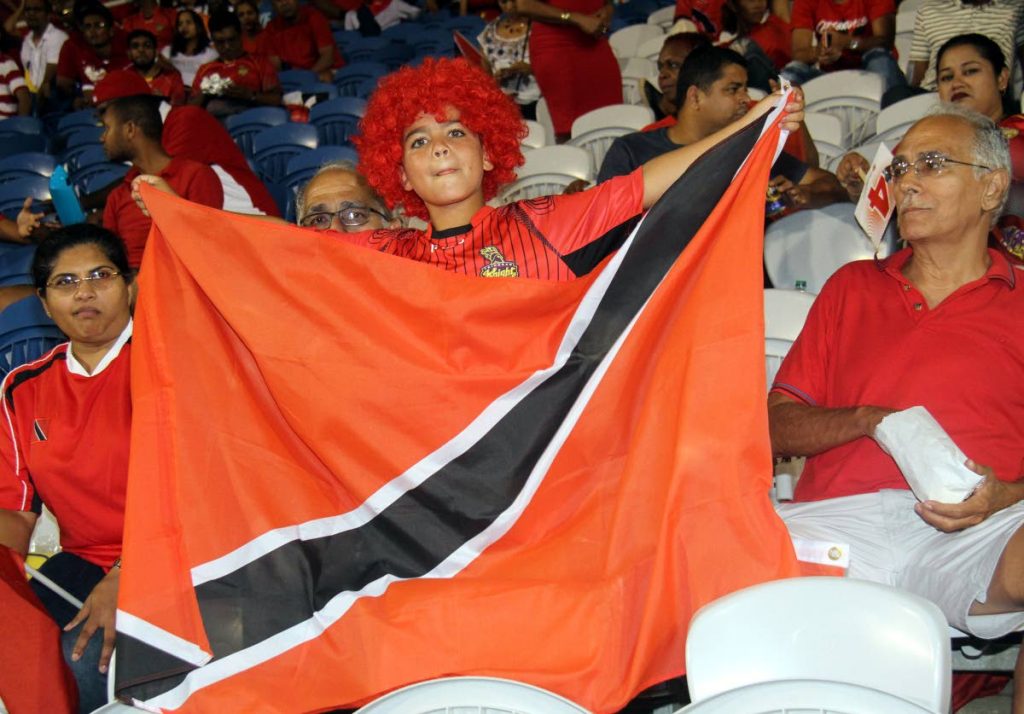 Trinbago Knight Riders fans show their support during the Caribbean Premier League earlier this year at the Brian Lara Academy in Tarouba.