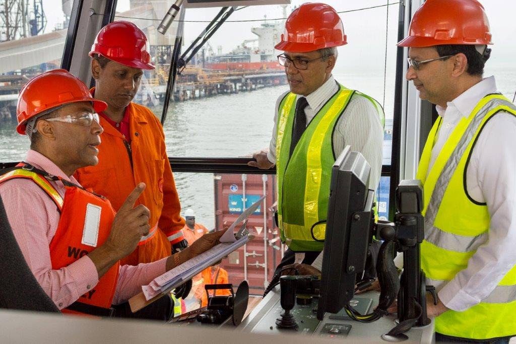 Gerry Brooks, chairman of the NGC group; left, Sham Mahabir, director, NGC; Curtis Mohammed, president NGC CNG and Dr Vernon Paltoo, president, National Energy aboard the National Energy Explorer.