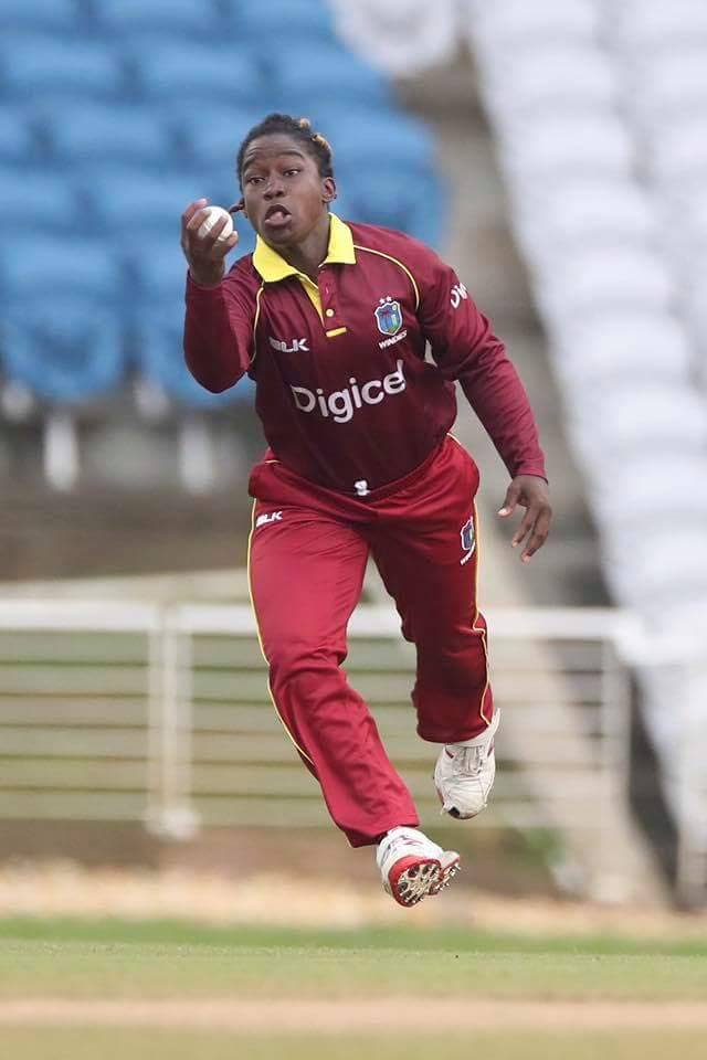 West Indies all-rounder Deandra Dottin takes a catch against Sri Lanka in the 2nd ODI at the Brian Lara Academy, Tarouba.