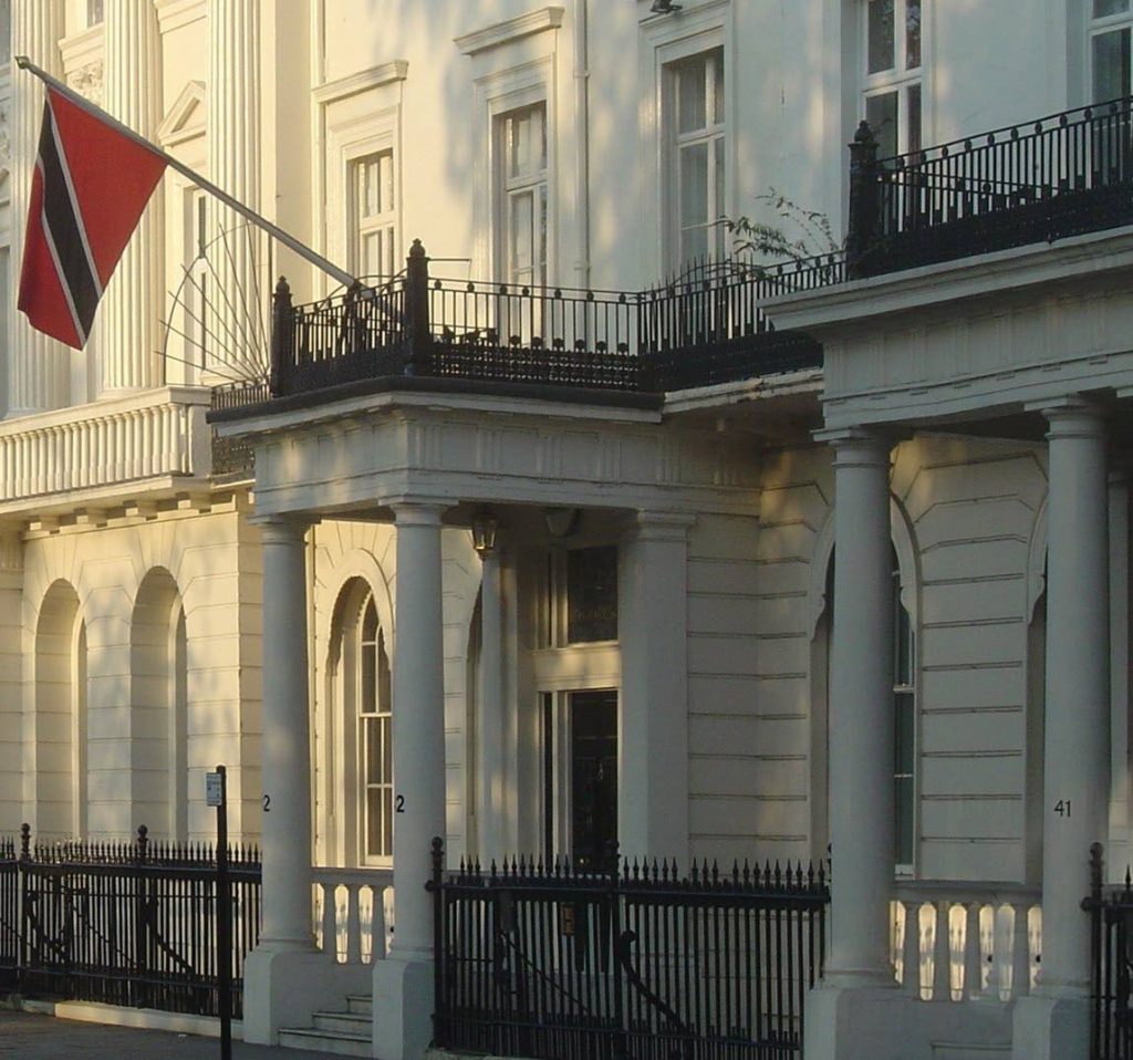 Trinidad and Tobago High Commission in London located at 42 Belgrave Square, London.
