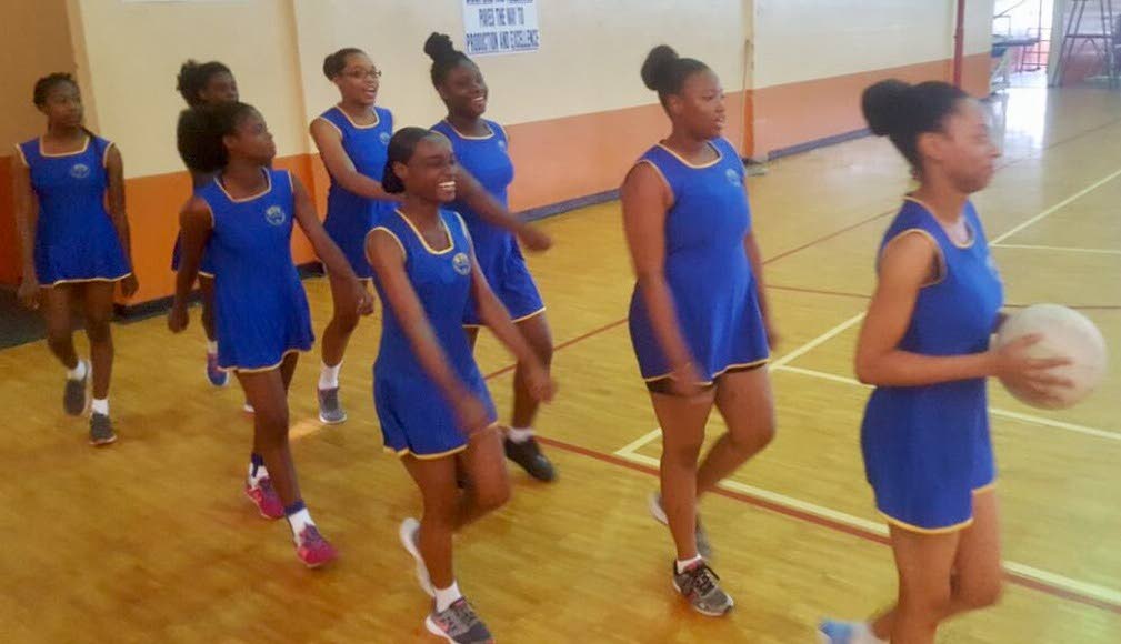 Mucurapo Ex Pupils during the Parade of Teams at CHIPS Under 21 Netball Tournament at the Eastern Regional Indoor Arena in Tacarigua.