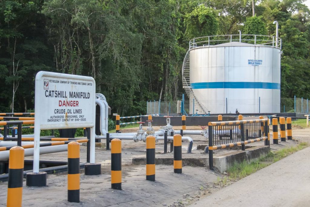 A bulk tank at an A&V Oil and Gas Ltd Catshill field in Moruga. File photo