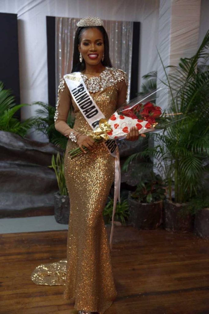 BACK ON THRONE:Two days after being stripped of her crown, Yvonne Clarke was
yesterday reinstated
as Miss TT but her
participation is in doubt as she does not appear in the official 2017 Miss Universe contestants list on the
pageant's official website.