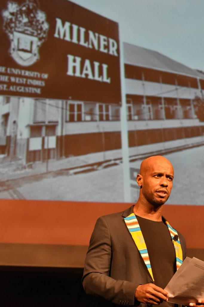 Founder and Coordinator of the Cross Rhodes Freedom Project delivering a speech on Milner Hall at the Central Bank Auditorium earlier this year.