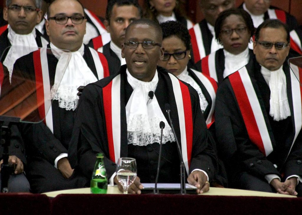 Chief Justice Ivor Archie at the ceremonial opening of the 2018 law term at the Hall of Justice on September 18. File photo