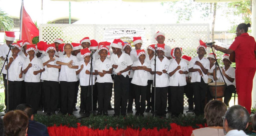 St Margaret Boys Primary school performing Mary had a Baby boy at the 28th annual Festival of Carols hosted by the Lions Club of Port of Spain central in Woodrook PoS.
photo by enrique assoon 
11-17-17
