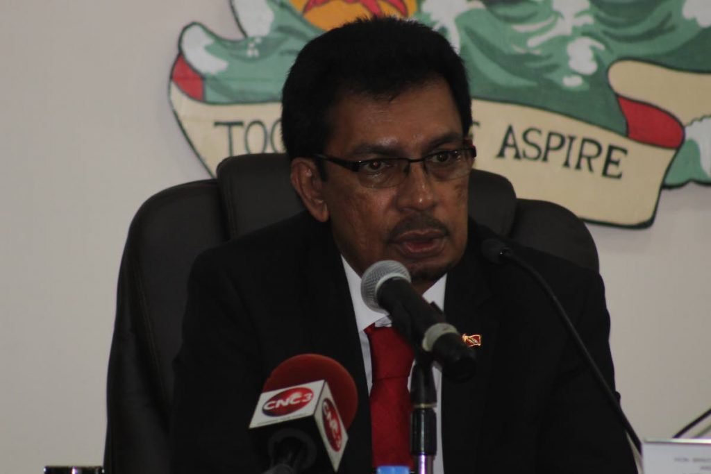 Minister of Local Gvernment Kazim Hosein at a statutory meeting of the Port-of-Spain City Corporation on Wednesday.