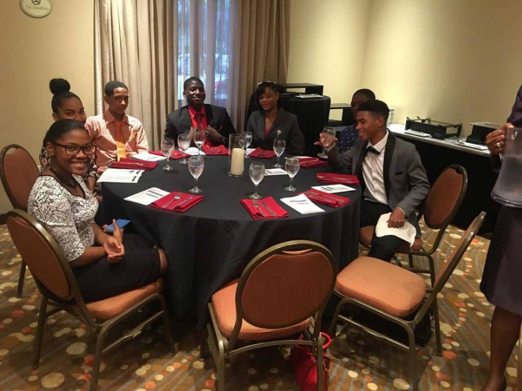 Students of San Juan North  Secondary School at the Lessons Learned workshop dinner at Marriott.