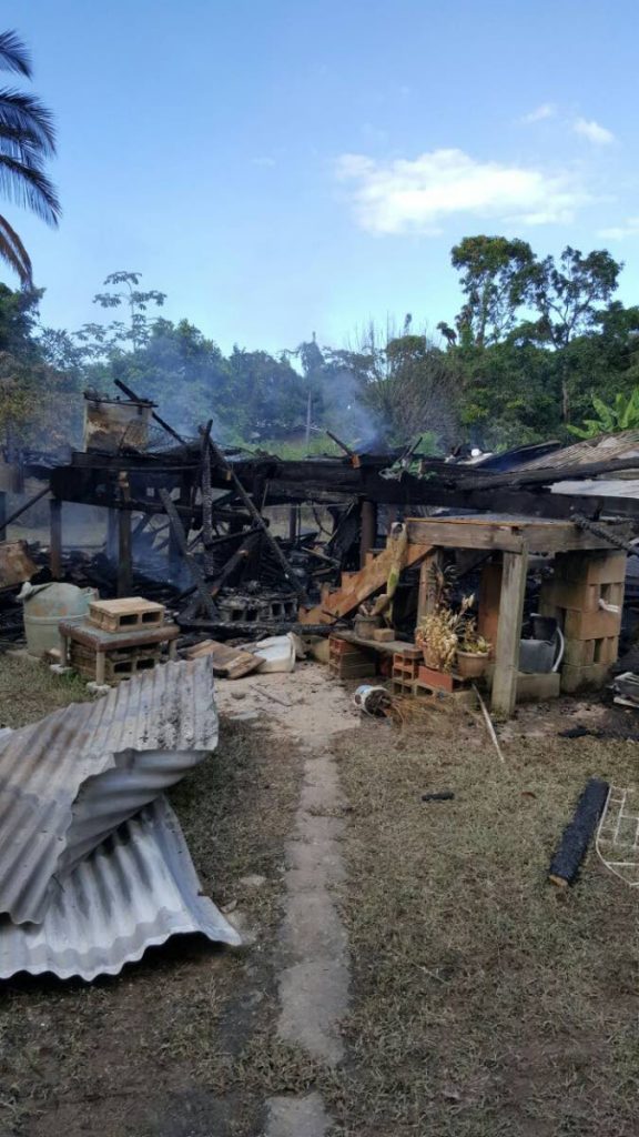 The house at Egypt Village, Point Fortin in which Judith Merry and her son Kent lived.  The house was destroyed by fire yesterday.
