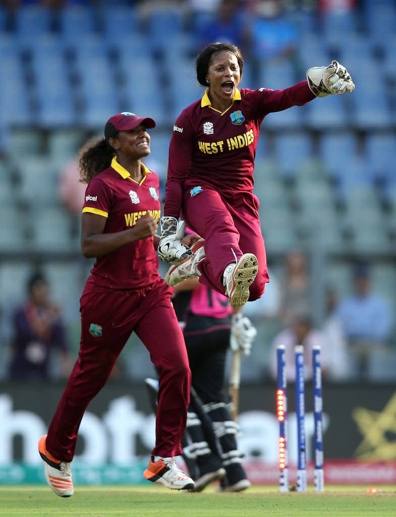 West Indies and Trinidad and Tobago wicketkeeper, Merissa Aguilleira, right, is not happy that TT did not bid to host matches for the 2018 Women’s T20 World Cup.