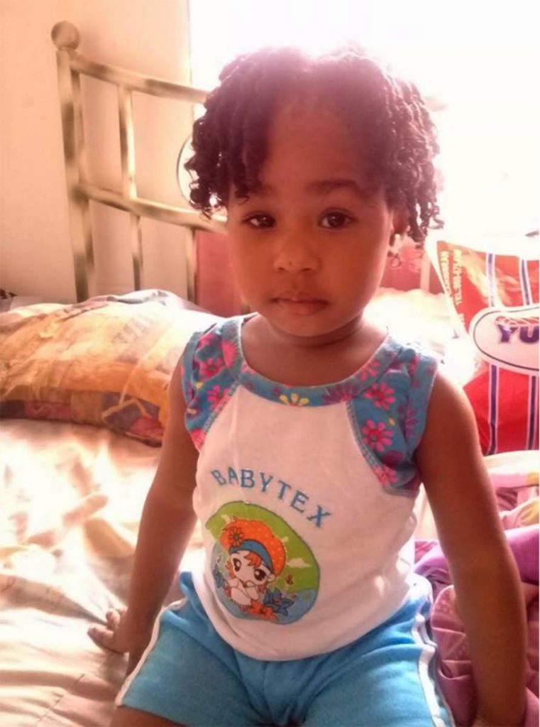TEARS FOR ‘SORI’: Soriah Martin, two, affectionately called “Sori”, died in December after being shot in the head by her father during an argument outside her Sangre Grande home. 