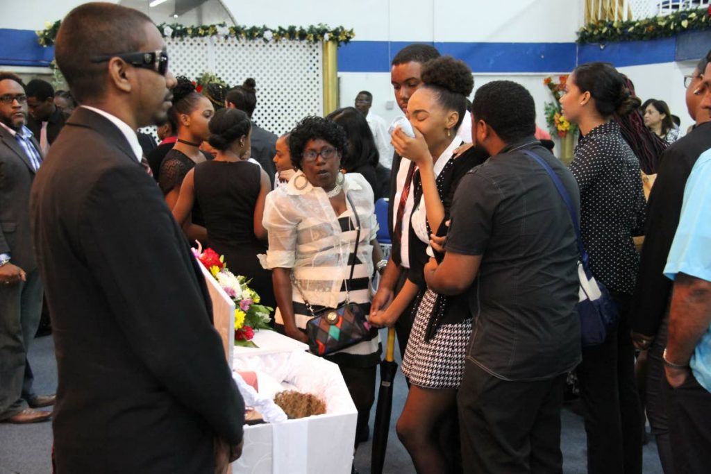 Funeral service for Samantha Isaacs who was murdered last Saturday in Carenage. The tearful send-off took place at the Jesus is the Answer church in Diego Martin.