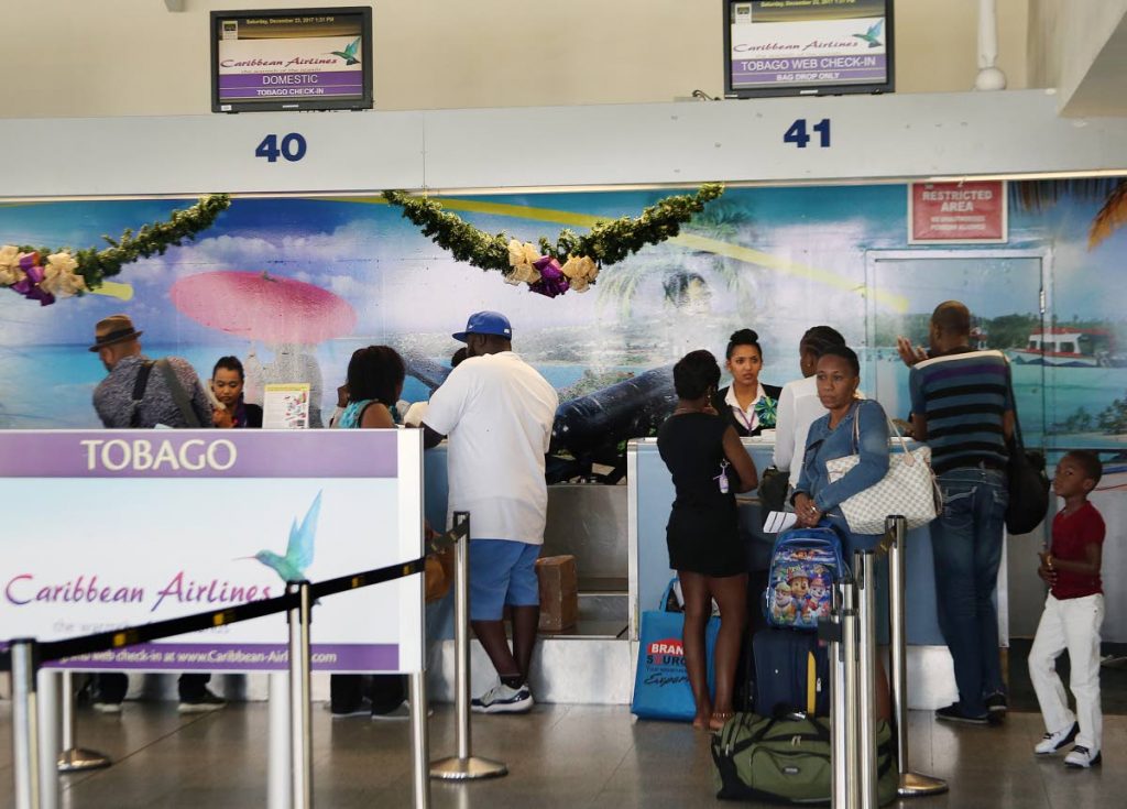 CAL Tobago check in counter at the Piaro International Airport 
PHOTO BY AZLAN MOHAMMED
Saturday, 23rd December, 2017