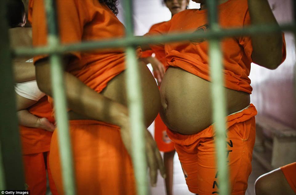 Pregnant inmates in a prison in Brazil where there are facilities for the women to care for babies. In Trinidad, an inmate cannot care for her baby in prison.