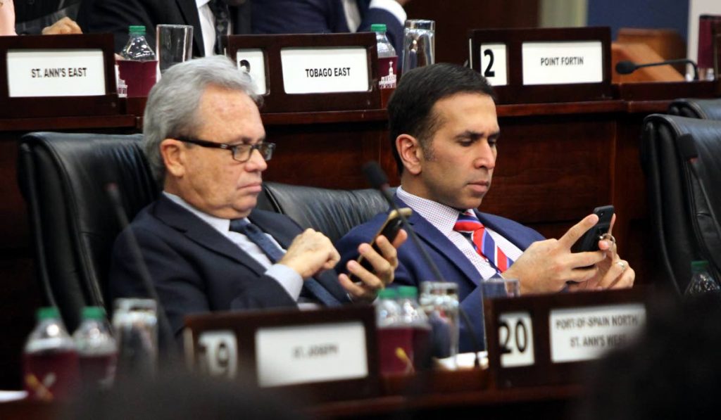Finance Minister Colm Imbert and Attorney General Faris Al-Rawi.