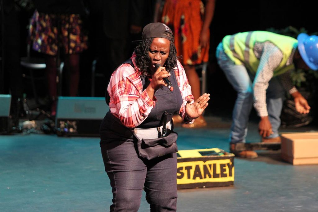 Leslie Ann Ellis, singing Social Jammers, performs at the National Women's Action Committee (NWAC) National Calypso Queen Competition at the Queen's Hall in 2017.