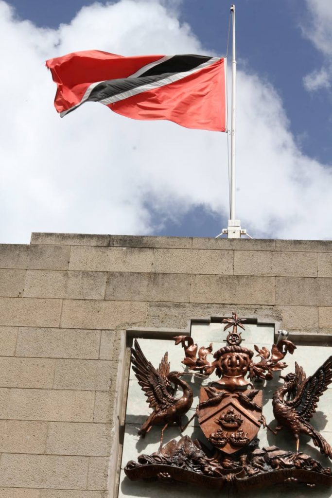 AT HALF MAST: The national flag flown at half mast last week at the Treasury Building in Port of Spain and all other public buildings as the country mourns the passing of former president George Maxwell Richards.