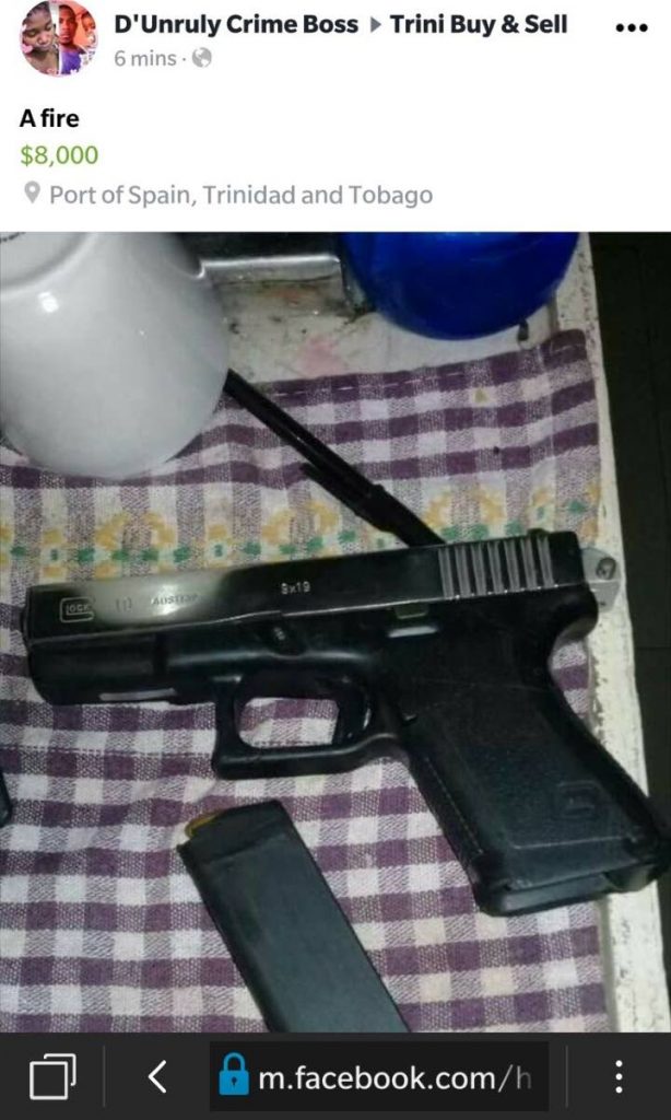 FIRE: The gun which was advertised by the man on Facebook.