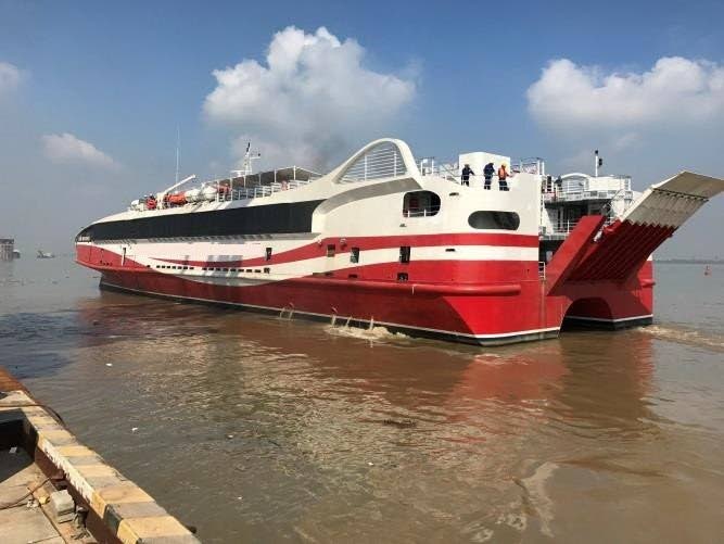The new ferry purchased by Government.  The photo was shared online by Finance Minister Colm Imbert via his Twitter account.