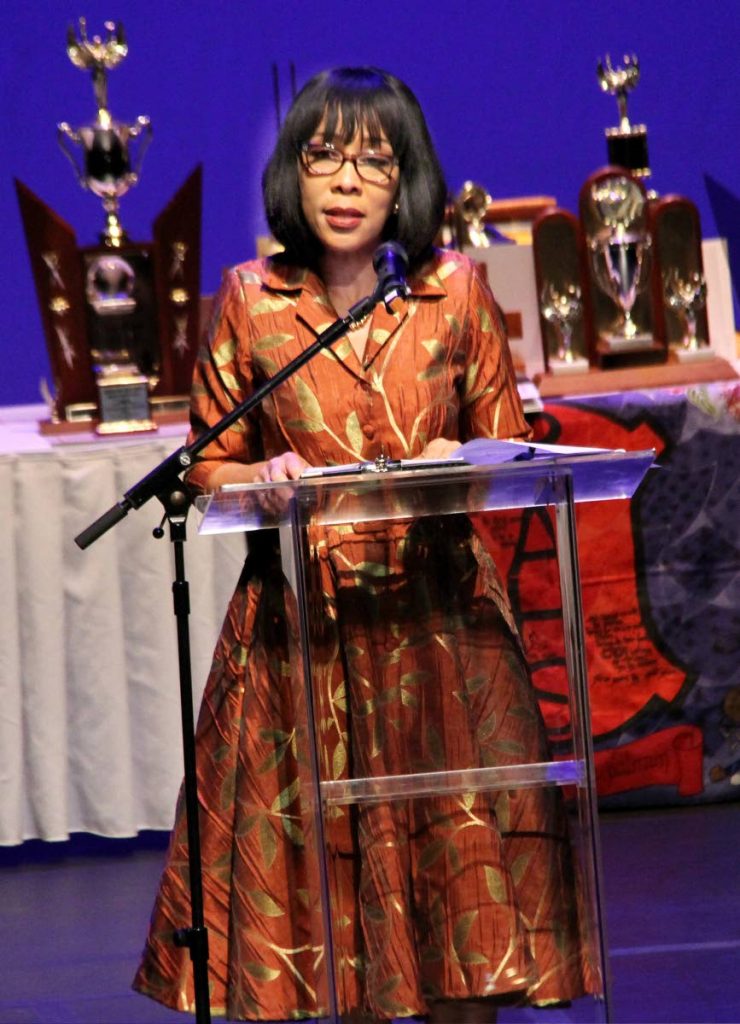 GOOD ADVICE: Sharon Rowley speaking at the Bishop Anstey High School’s annual award ceremony at Queen’s Hall, St Ann’s yesterday.   PHOTO BY SUREASH CHOLAI