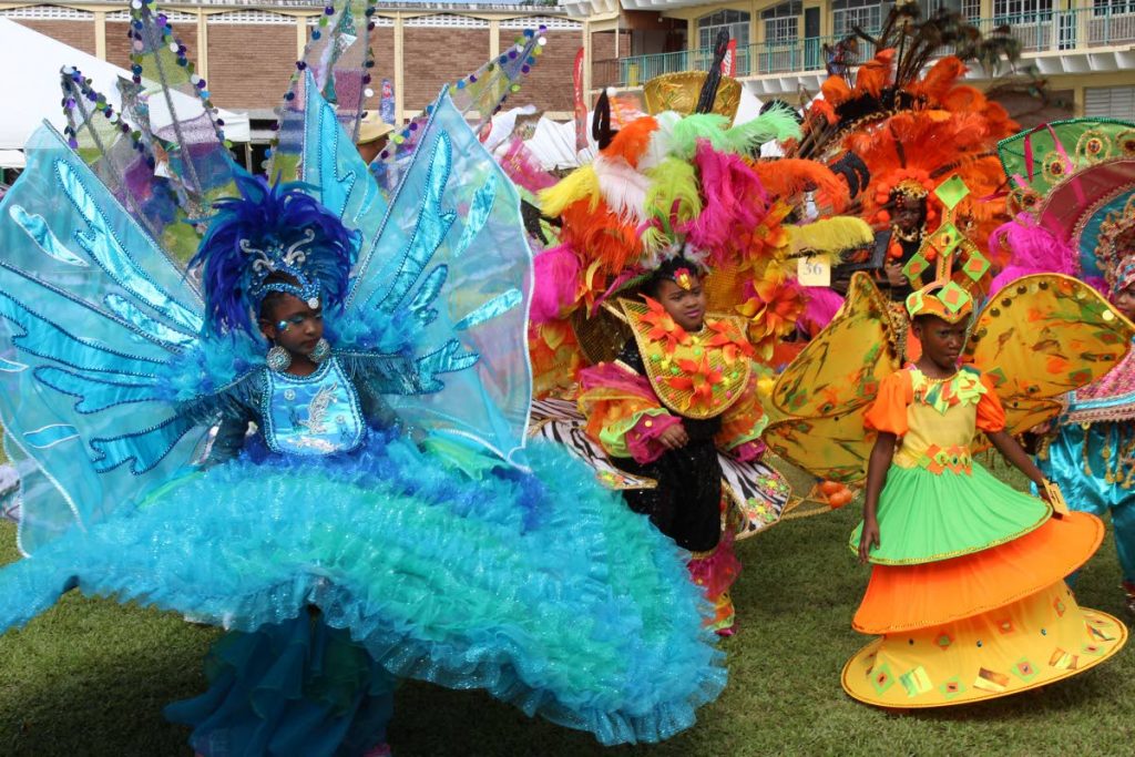 Some of the masqueraders who participated in the St Anthony’s College annual kiddies Carnival parade at the school’s Westmooring grounds yesterday.