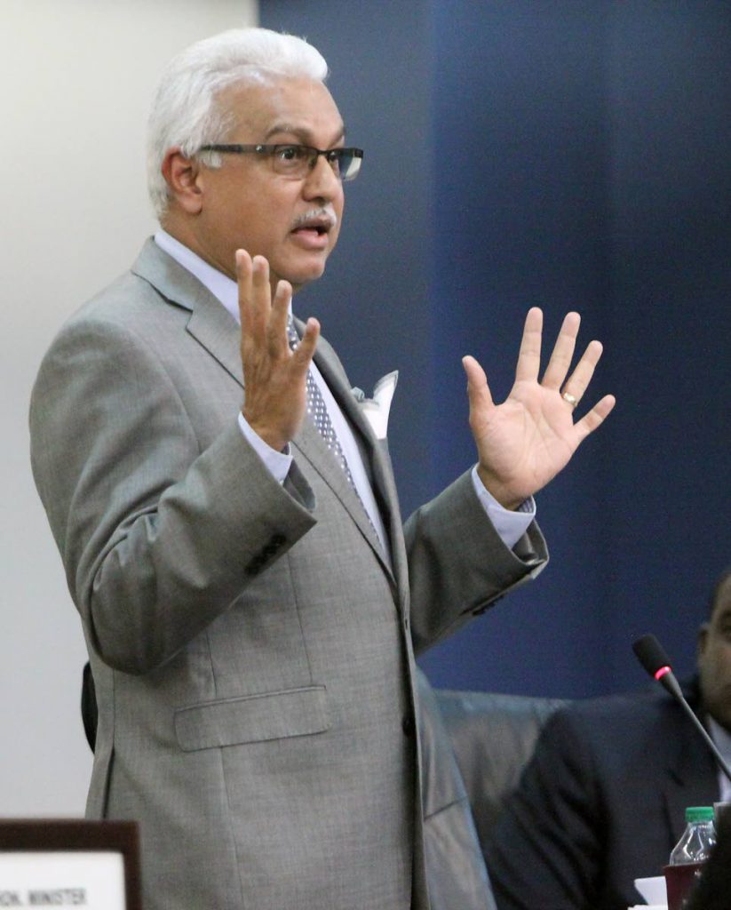 BIG PROBLEM: Health Minister Terrence Deyalsingh during his contribution in the Senate yesterday. PHOTO BY ANGELO MARCELLE