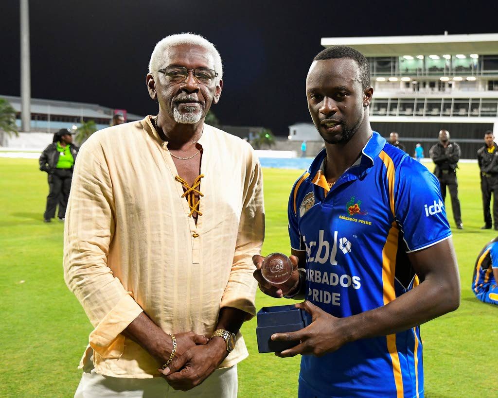 Barbados pacer Kemar Roach, right, took three wickets yesterday to help destroy the Red Force in the Regional Super50 opener at Kensington Oval, Barbados.