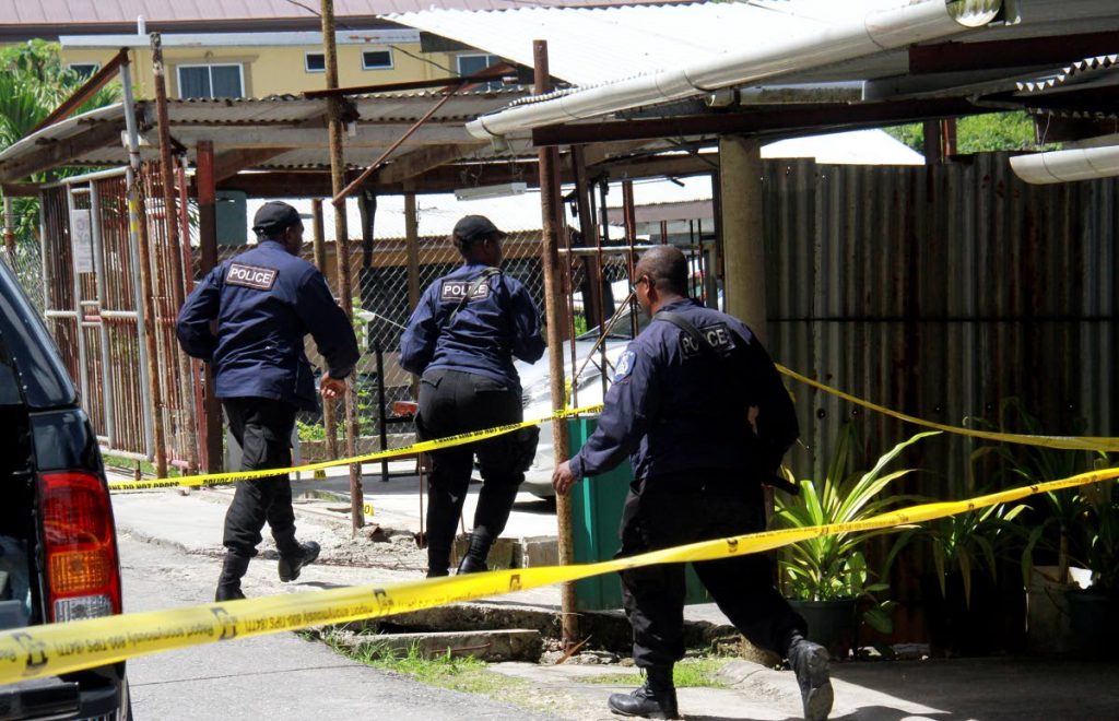 Police at a murder scene in San Fernando earlier this month. File photo