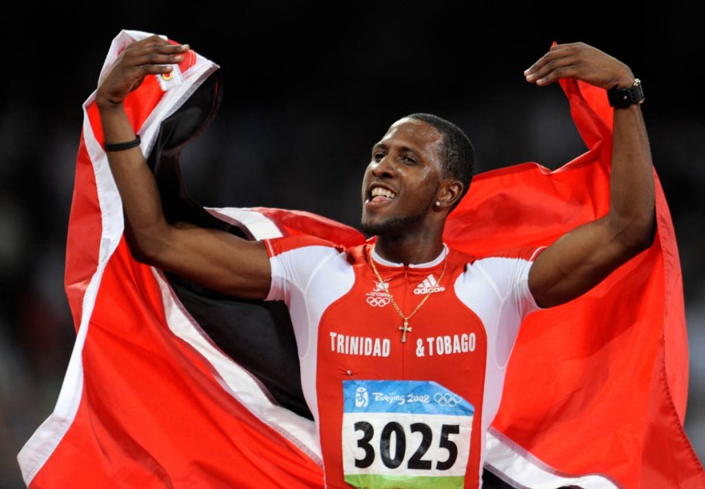 In this file photo, silver medalist Richard Thompson of Trinidad and Tobago celebrates after competing in the men’s 100m final of the athletics competition in the National Stadium at the Beijing 2008 Olympic Games August 16, 2008.