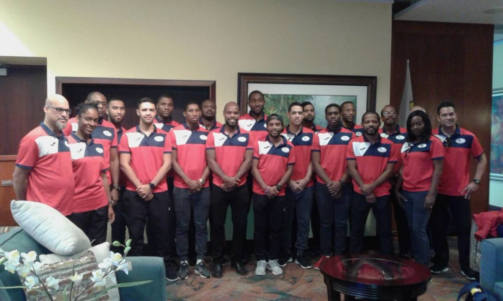 Members of the Trinidad and Tobago hockey team at the VIP Lounge, Piarco International Airport, upon their return from the FIH Indoor Men’s Hockey World Cup on Monday.