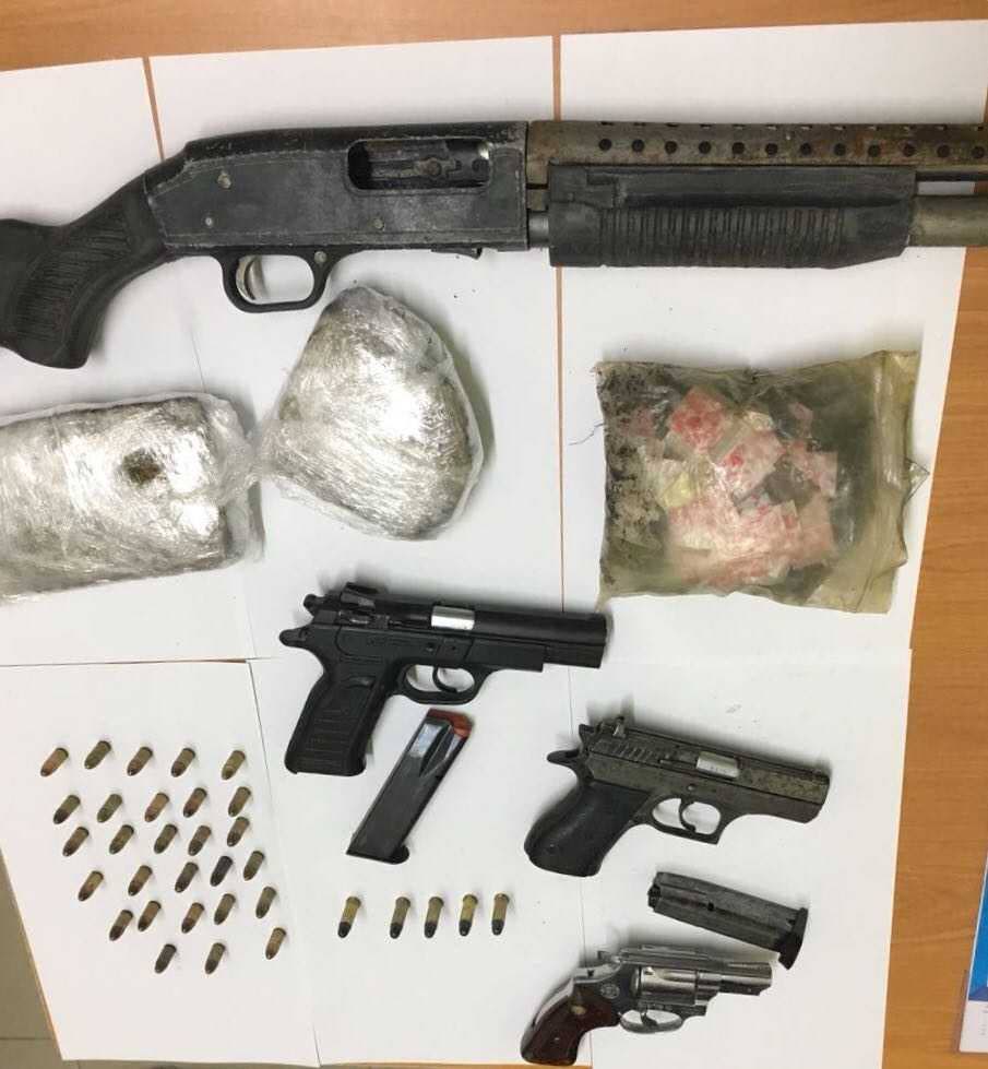 Illegal firearms, ammunition and marijuana seized by police during an anti-crime exercise on Wednesday in which drone technology was employed by the officers.
