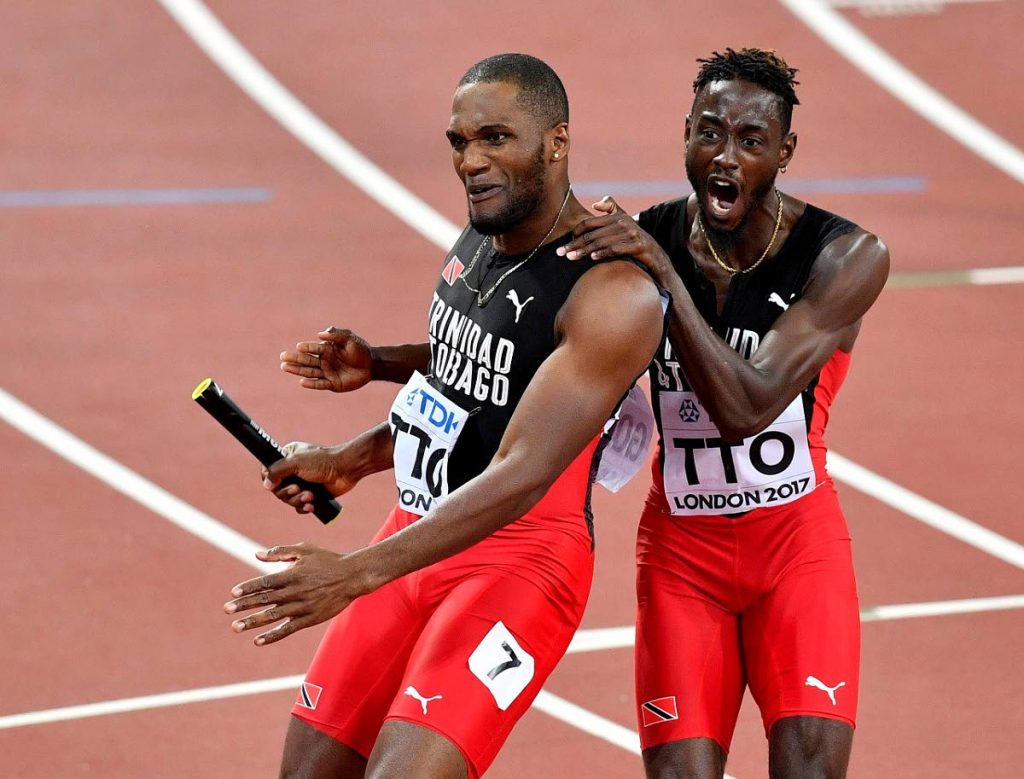 Trinidad and Tobago’s Lalonde Gordon, left, and Jereem Richards, right, were named on the national 4x400 relay team for the 2018 World Indoor Championships yesterday.
