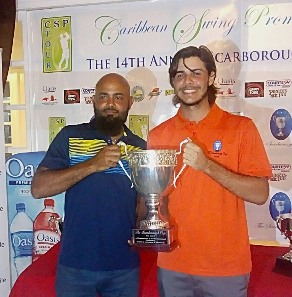 Sol Joanni (left) and William Shaw, with the 2018 Scarborough Cup. PHOTO COURTESY VIDIA RAMPHAL