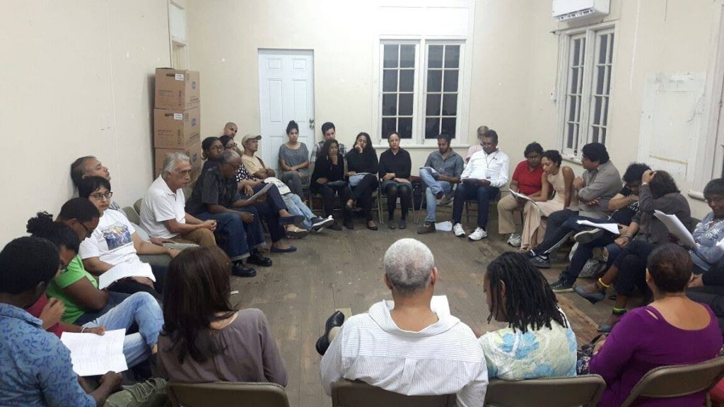 The Playwrights Workshop Trinbago’s Monthly Reader Session series in session at the Trinidad Theatre Workshop (TTW) on Newbold Street.