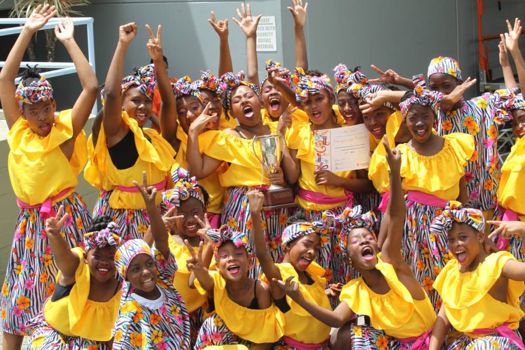 Jubilant members of the Scarborough Methodist Primary School after they won in the Primary Schools folk choir category.