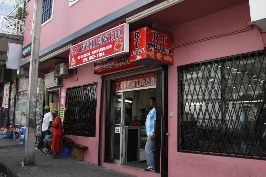 RT Jewellers on High Street in San Fernando, a day after bandits staged a daring daylight robbery on Tuesday.