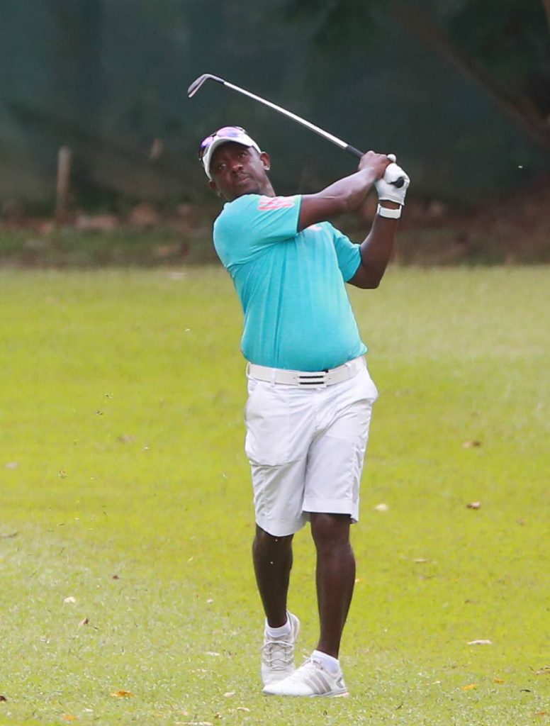 Championship Division’s and former TT National footballer Russel Latapy, makes an approach from the fairway of the 18th, during day 2 of the Trinidad and Tobago Golf Association (TTGA) Open Tournament 2018 at St Andrew’s Golf Club, Moka yesterday. PhotoS bY Allan V. Crane/CA-images