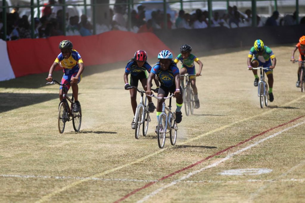 Cyclists representing various clubs across the country participate in the Boys Youth Developers, ages 11-13 class at the 2018 Southern Games 500m race, on Sunday, at Guaracara Park, Point a Pierre.