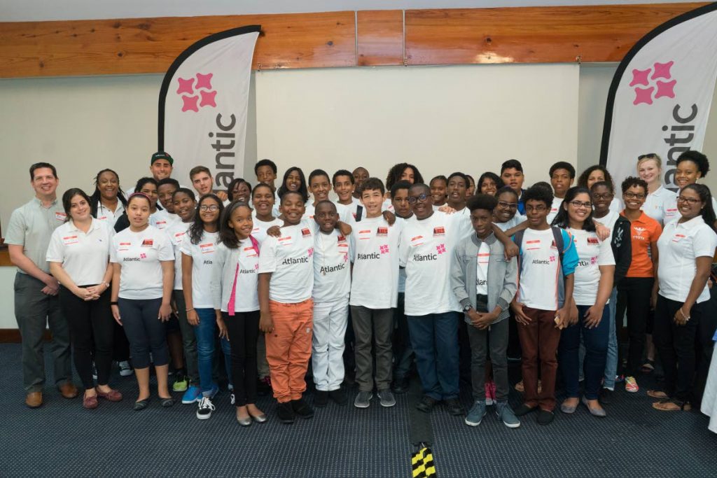 Atlantic Sports Ambassador Andrew Lewis (back row, third from left) with secondary school participants from the Andrew Lewis Sailing Foundation “Succeeding with Dyslexia” seminar.