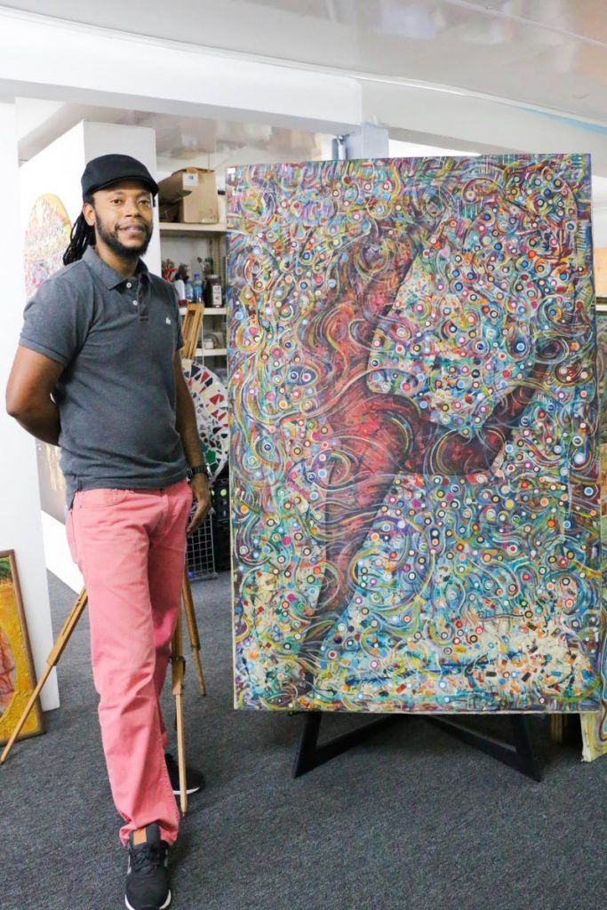 Fitzroy Hoyte with one of his pieces.