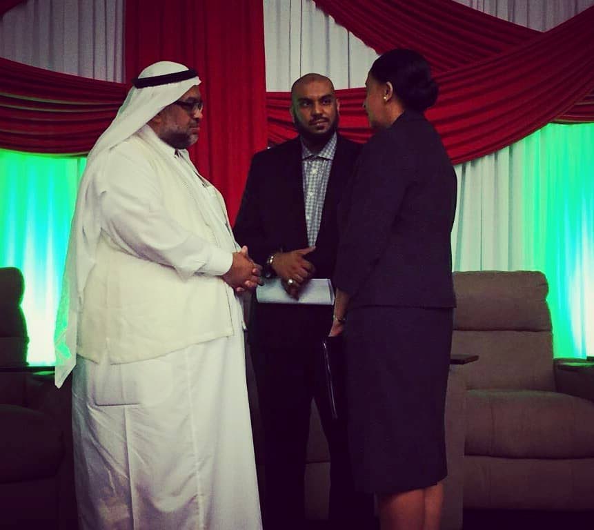 Dr. Ebraheem Alabbady, acting Permanent Secretary in the Ministry of Trade and Industry Frances Seignoret and Shazaad Mohammed, president of the Trinidad-Saudi Chamber of Commerce at the First Annual Trinidad-Saudi Arabia Business Forum at the Hyatt Regency.